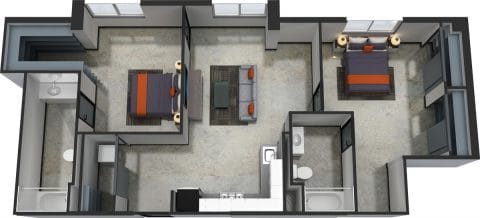 2 Bed / 2 Bath / 980 sq ft / Rent: $1,850