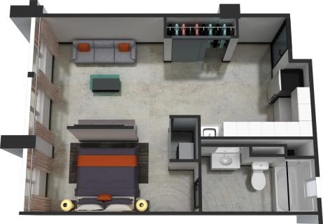 1 Bed / 1 Bath / 555 sq ft